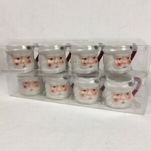 NIB Pottery Barn Santa Shot Mugs Christmas Figural Santa's Helpers Set of 8